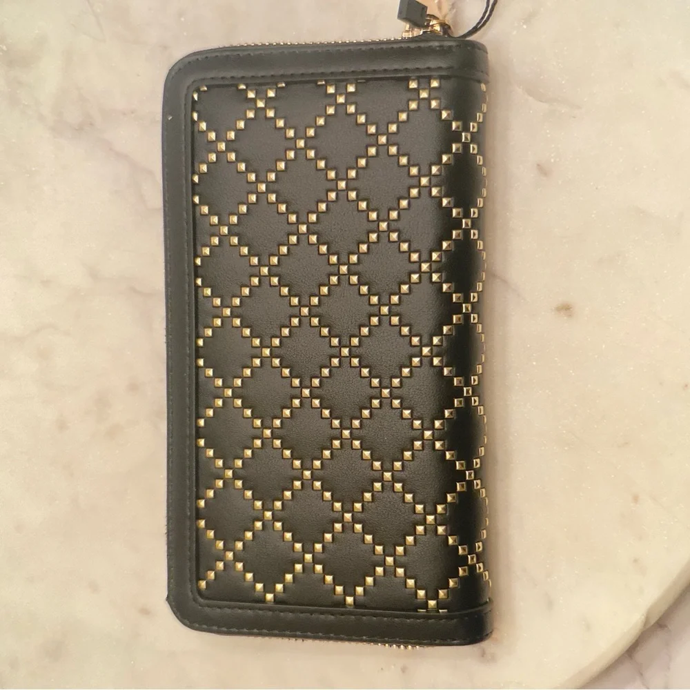 NWT Love Moschino Quilted and Studded Portafogli Pu Nero Wallet, Large - Picture 4 of 12